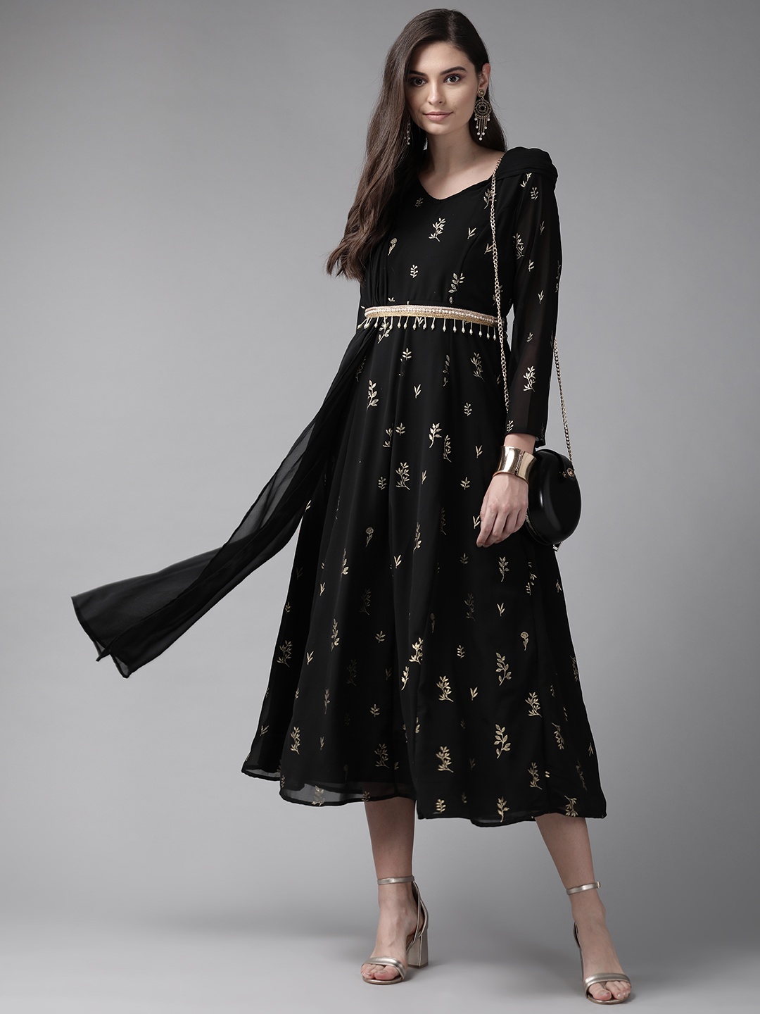 

Juniper Women Black Printed Maxi Dress