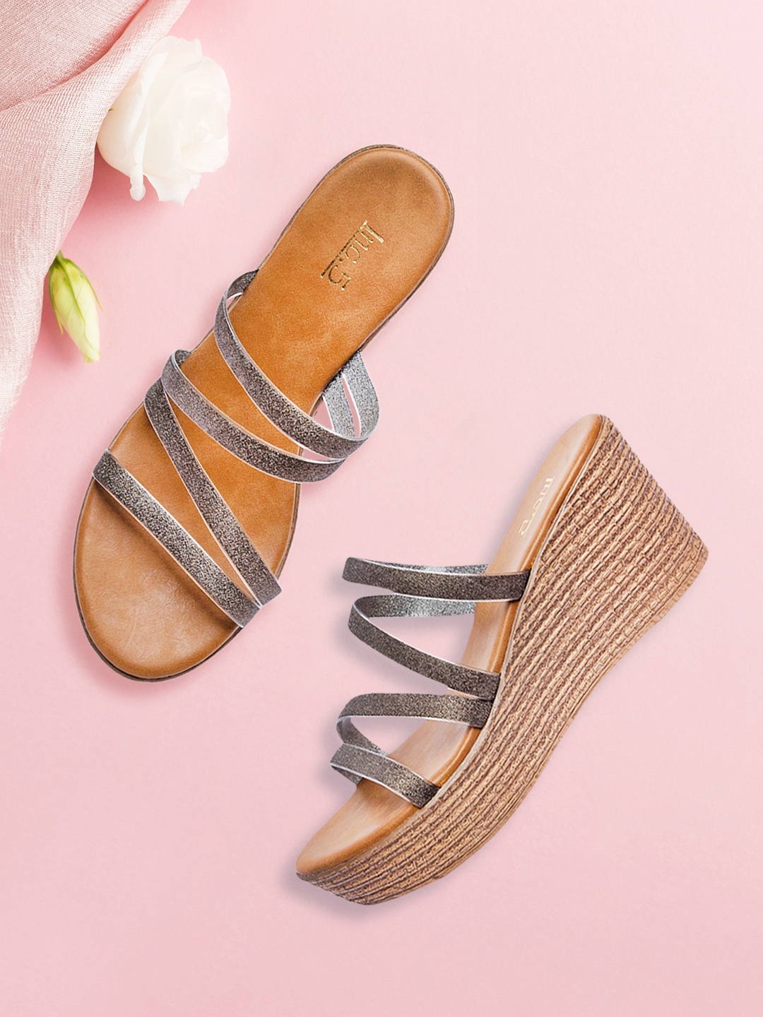 

Inc 5 Women Grey Solid Sandals