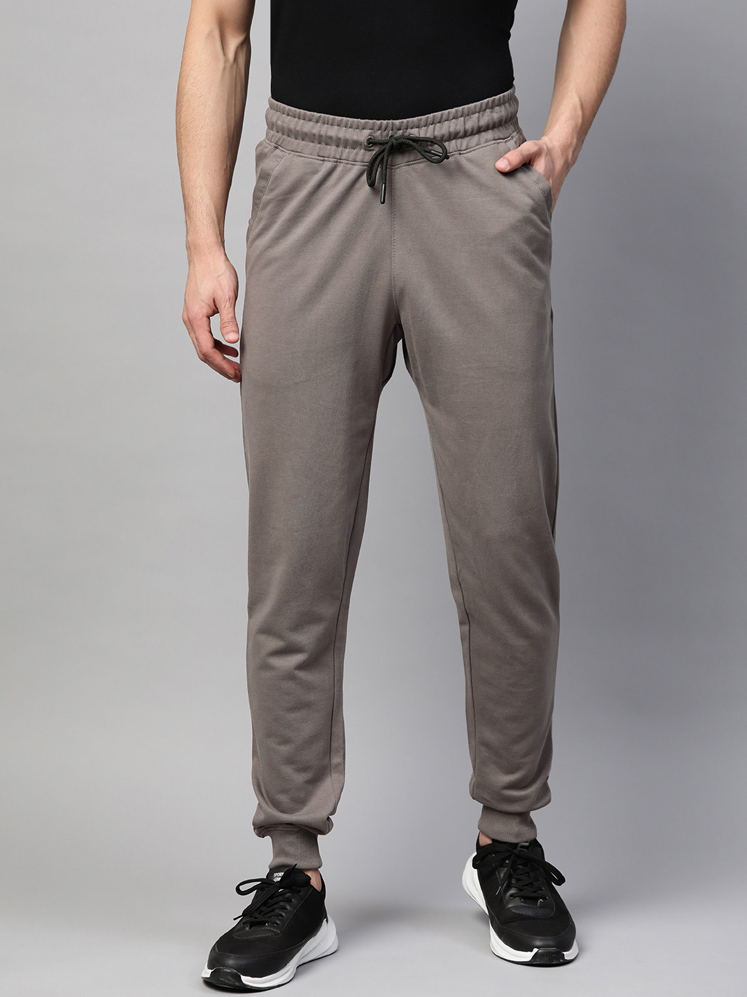 

ManQ CASUAL Men Charcoal Grey Solid Slim Fit Track Pants