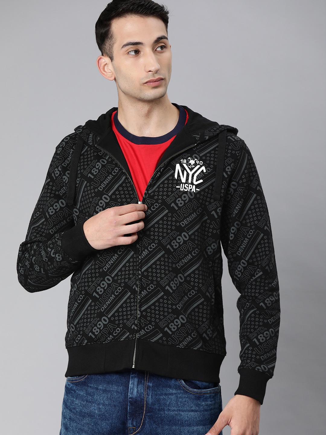 

U.S. Polo Assn. Men Black Printed Sweatshirt