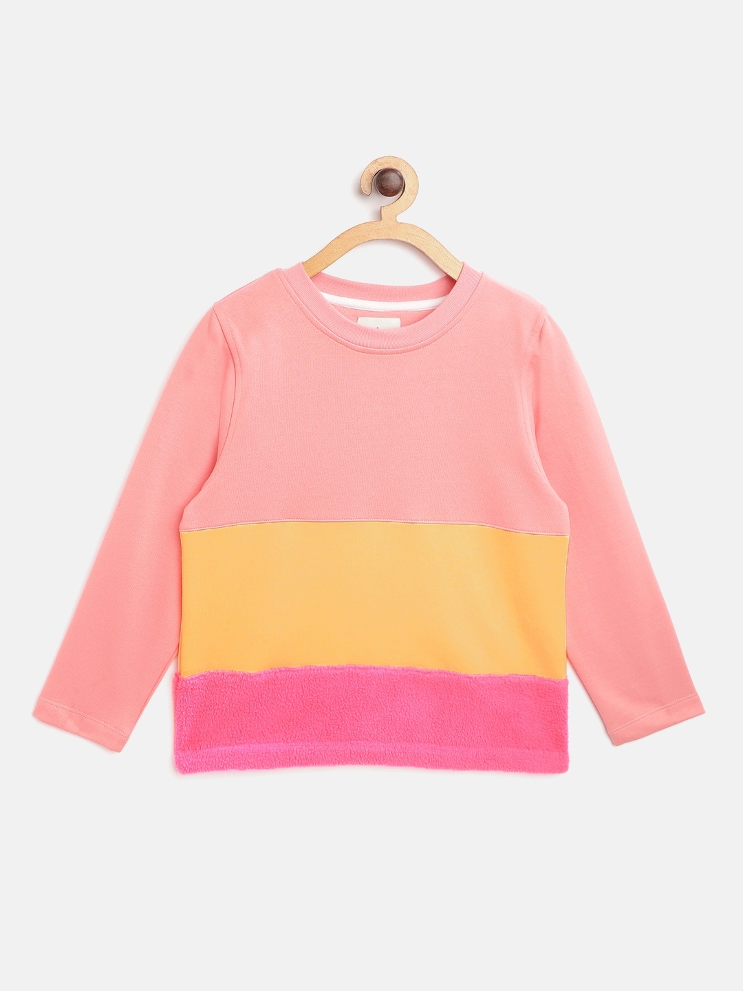 

Cherry Crumble Kids Peach-Coloured & Yellow Colourblocked Sweatshirt