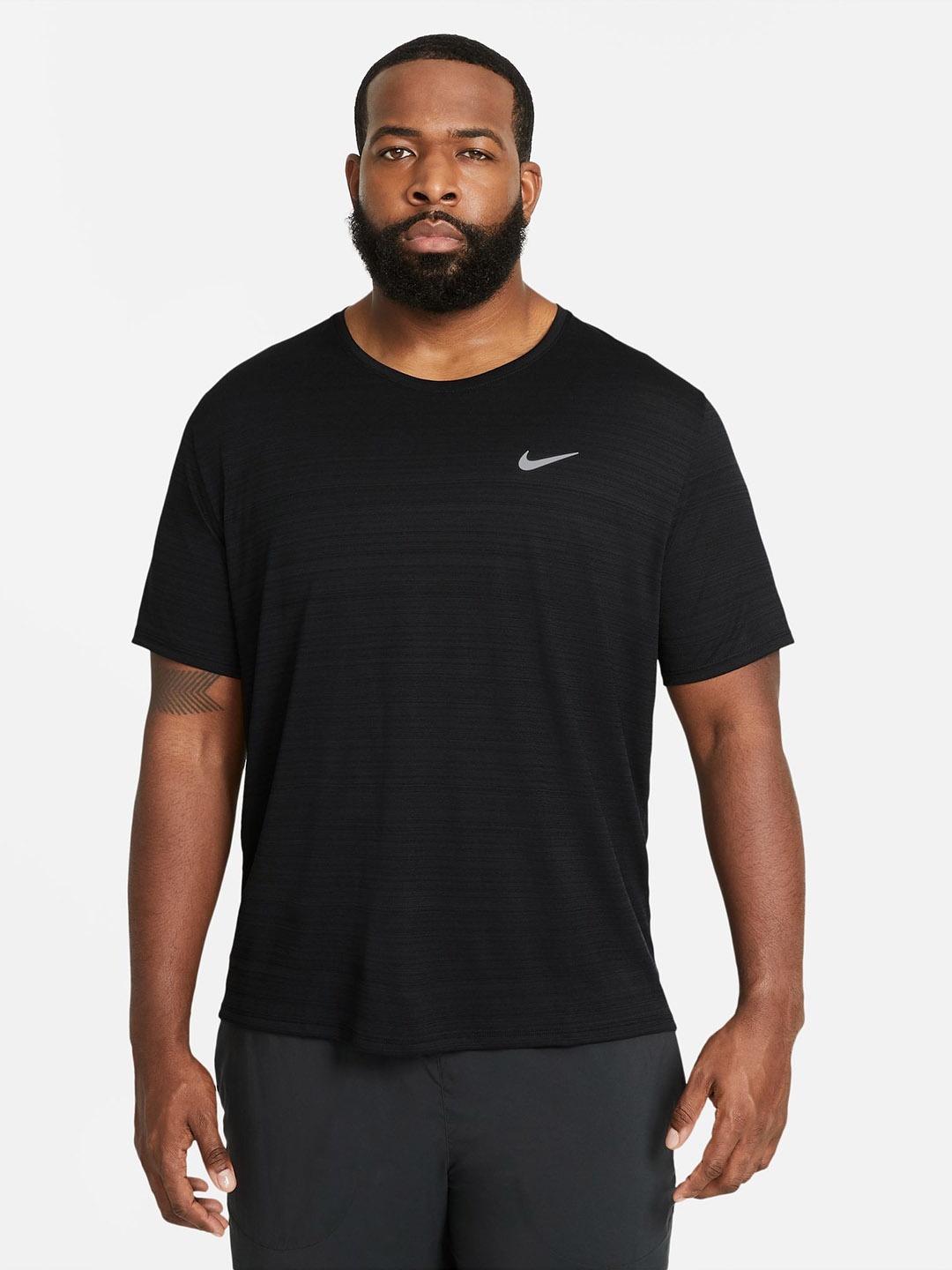 

Nike Men Black Dri-FIT Refective Trim MILER Running T-shirt
