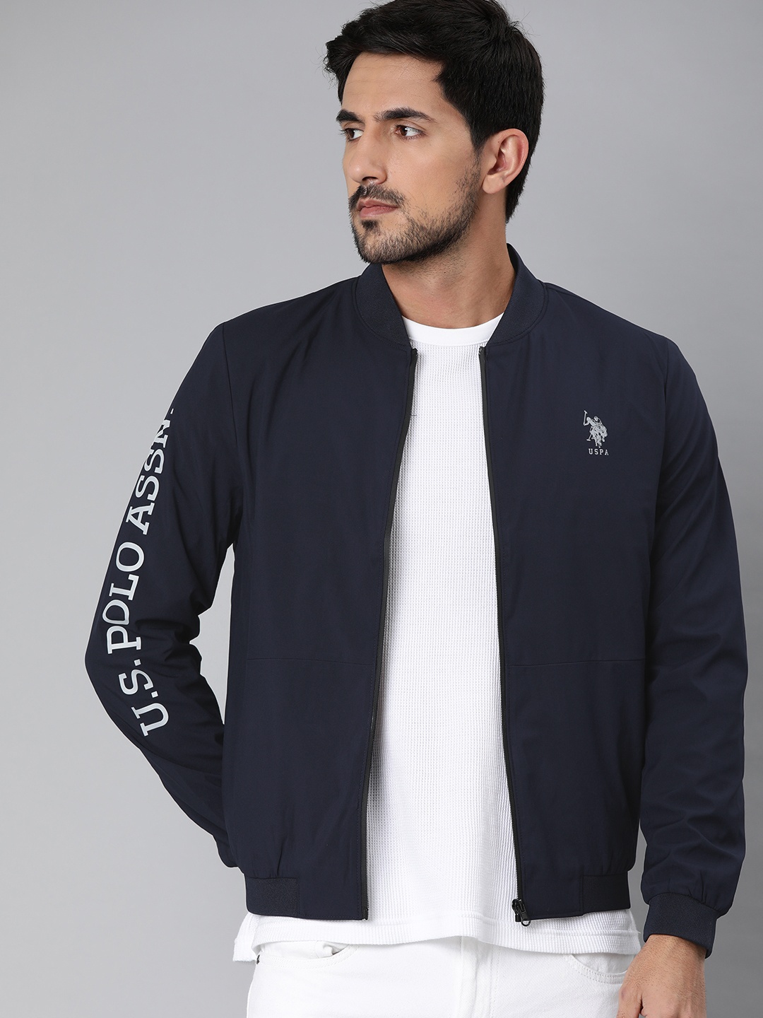 

U.S. Polo Assn. Men Blue Solid Bomber
