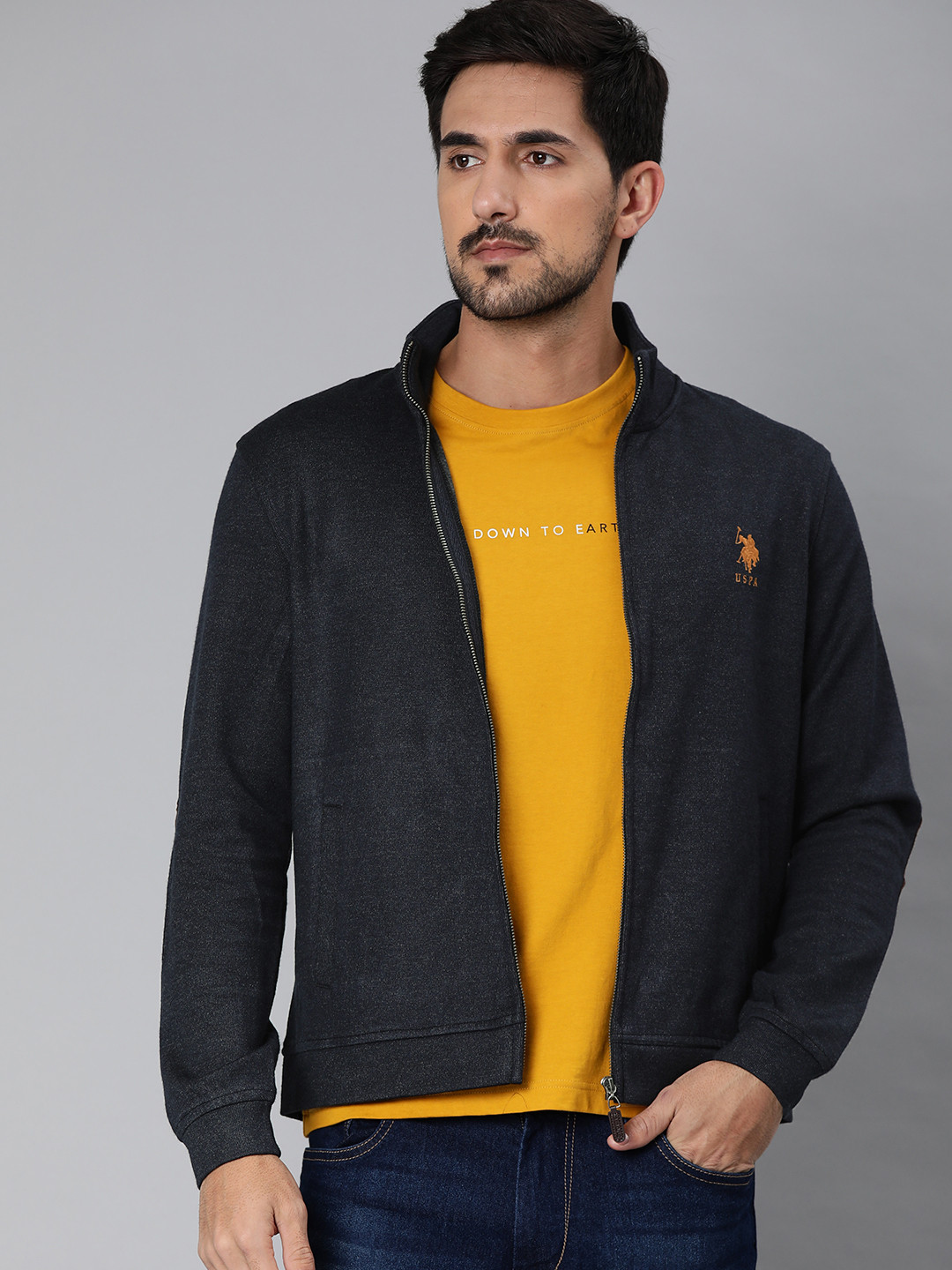

U.S. Polo Assn. Men Navy Blue Solid Sporty Jacket