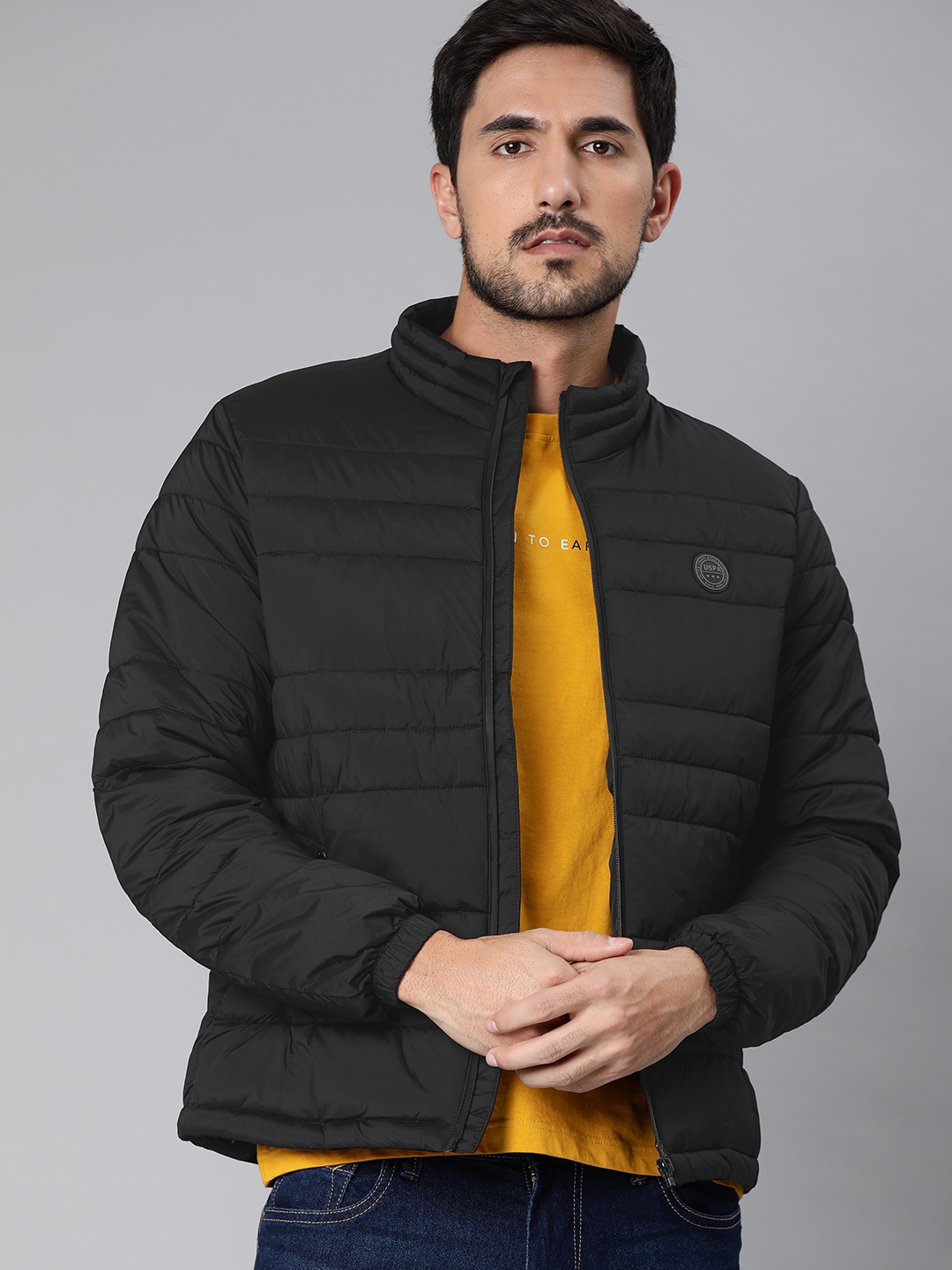 

U.S. Polo Assn. Men Black Solid Padded Jacket