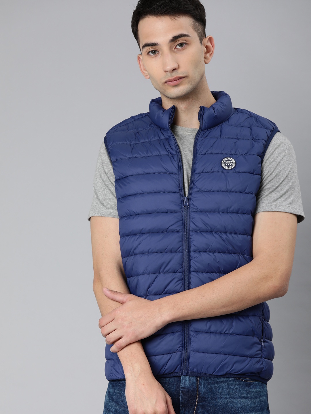 

U.S. Polo Assn. Men Blue Solid Padded Jacket