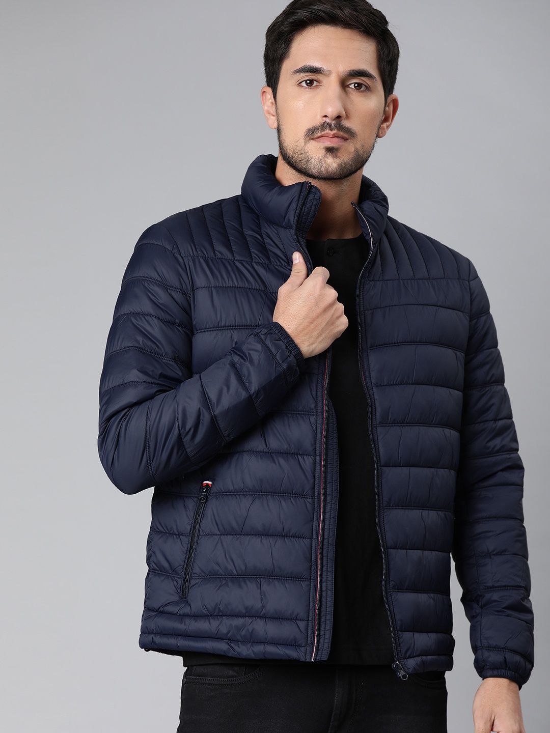 

U.S. Polo Assn. Men Navy Blue Solid Puffer Jacket