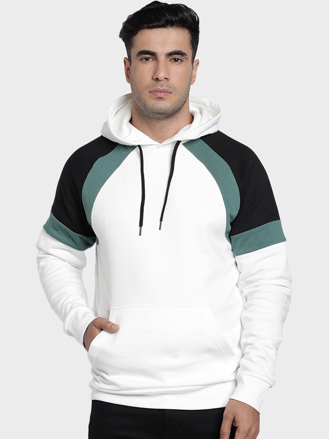 

Red Tape Men White Colourblocked Hooded Sweatshirt
