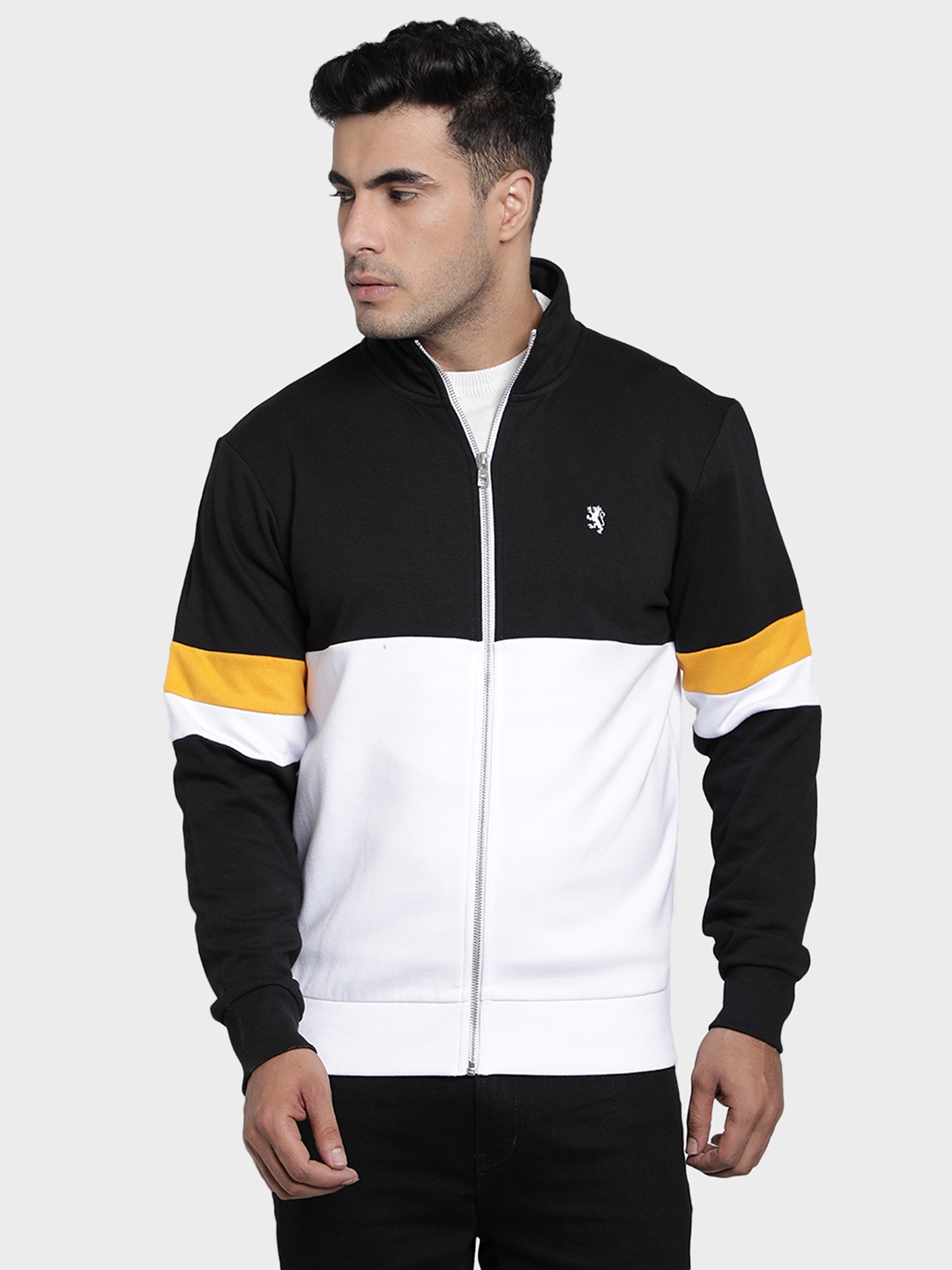 

Red Tape Men Black & White Colourblocked Sweatshirt