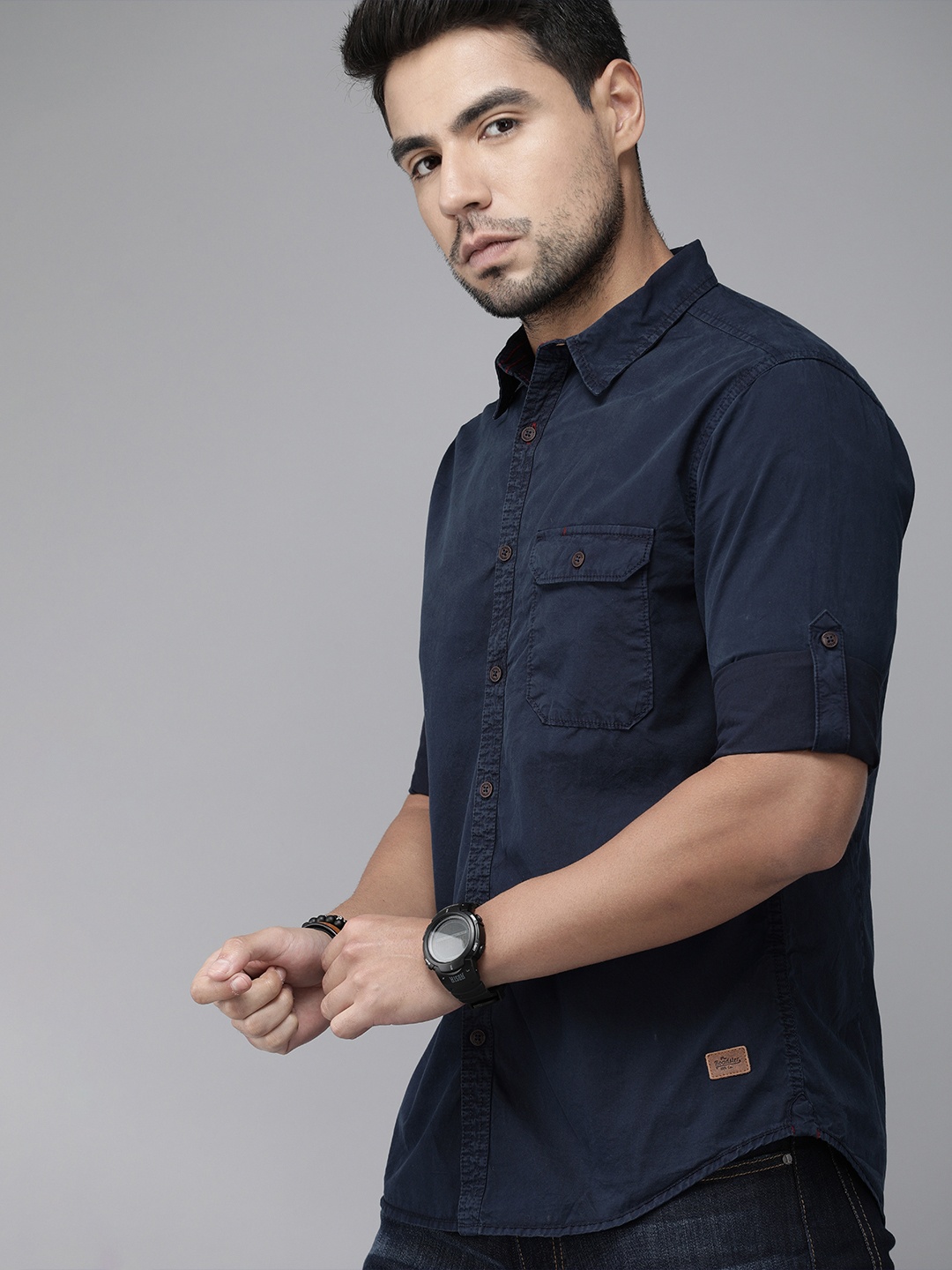 

Roadster Men Navy Blue Regular Fit Solid Casual Shirt