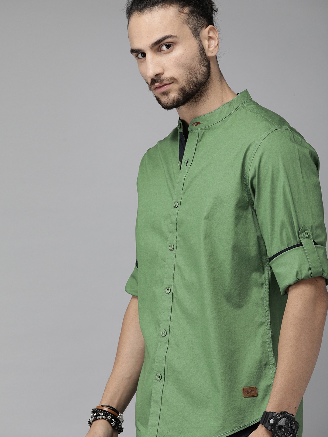 

Roadster Men Olive Green Pure Cotton Sustainable Casual Shirt