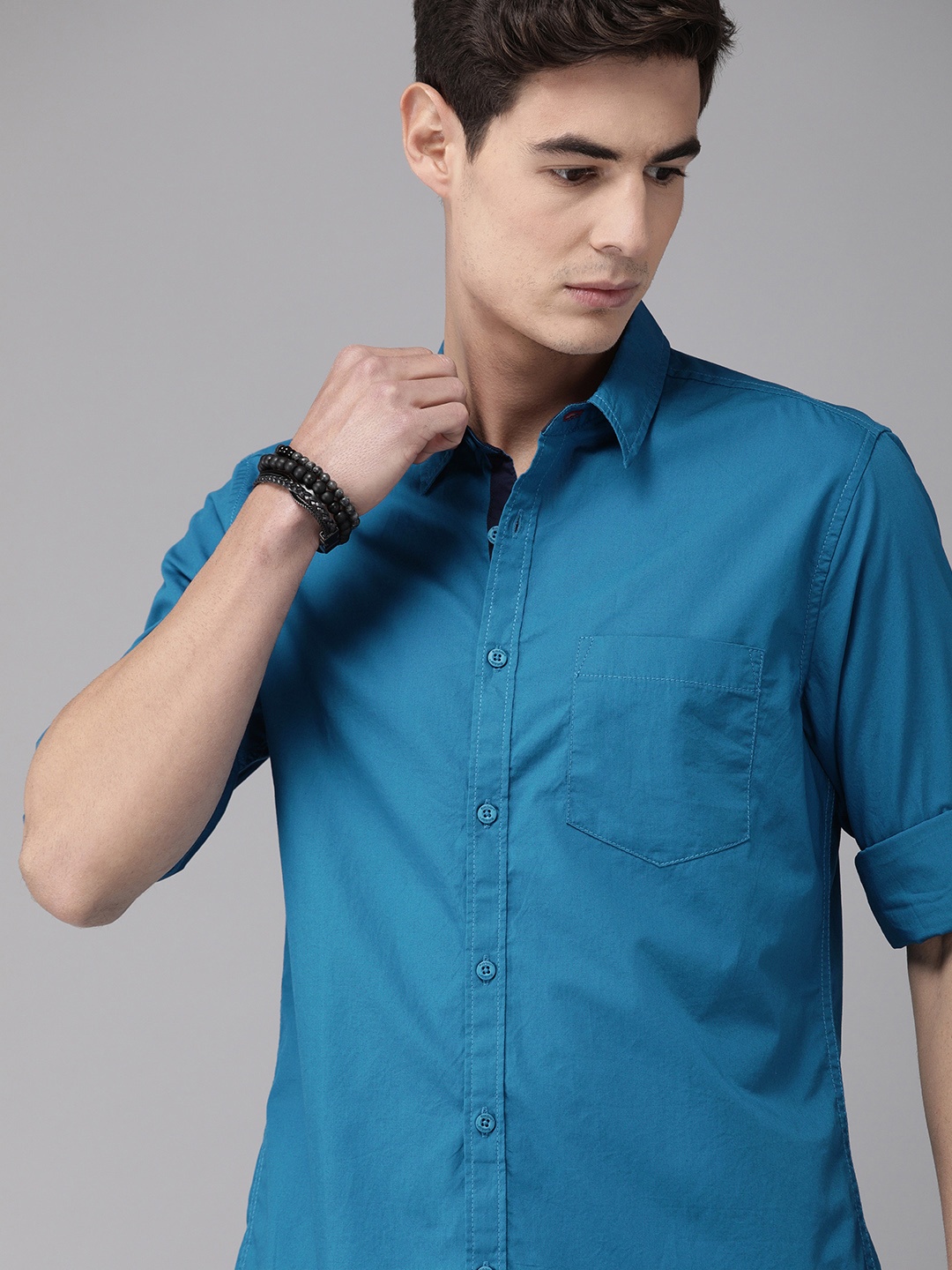 

Roadster Men Blue Regular Fit Solid Sustainable Casual Shirt