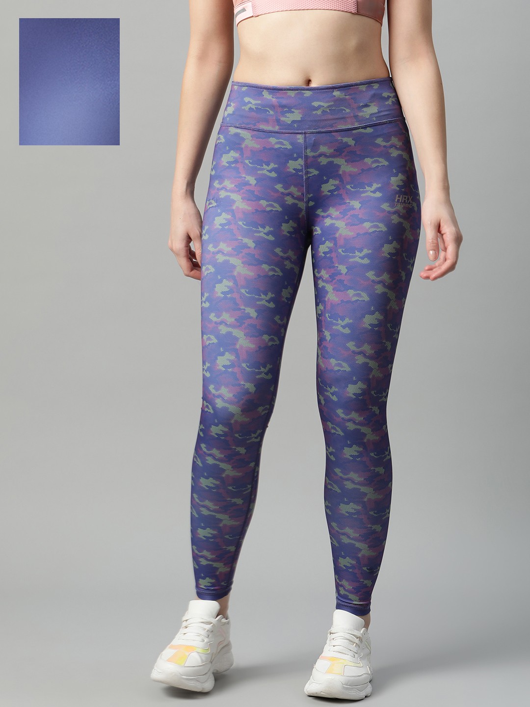 

HRX By Hrithik Roshan Women Deep Wisteria Skinny Fit Reversible Rapid-Dry Training Tights, Blue