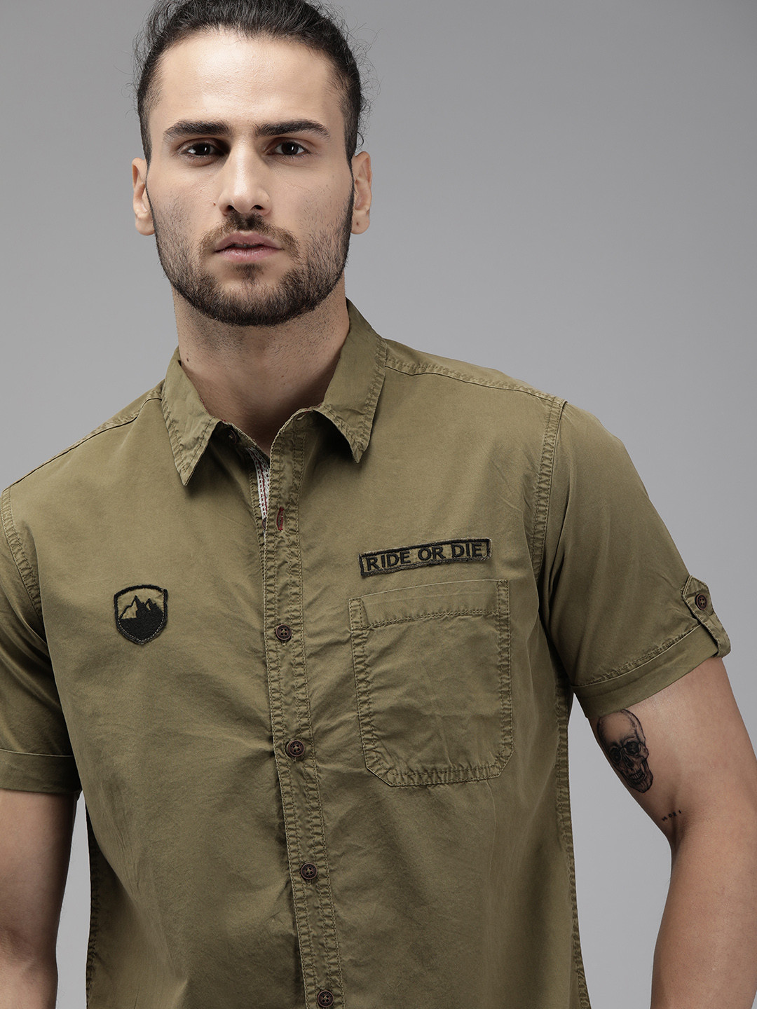 

Roadster Men Fast & Furious Olive Badge Shirt
