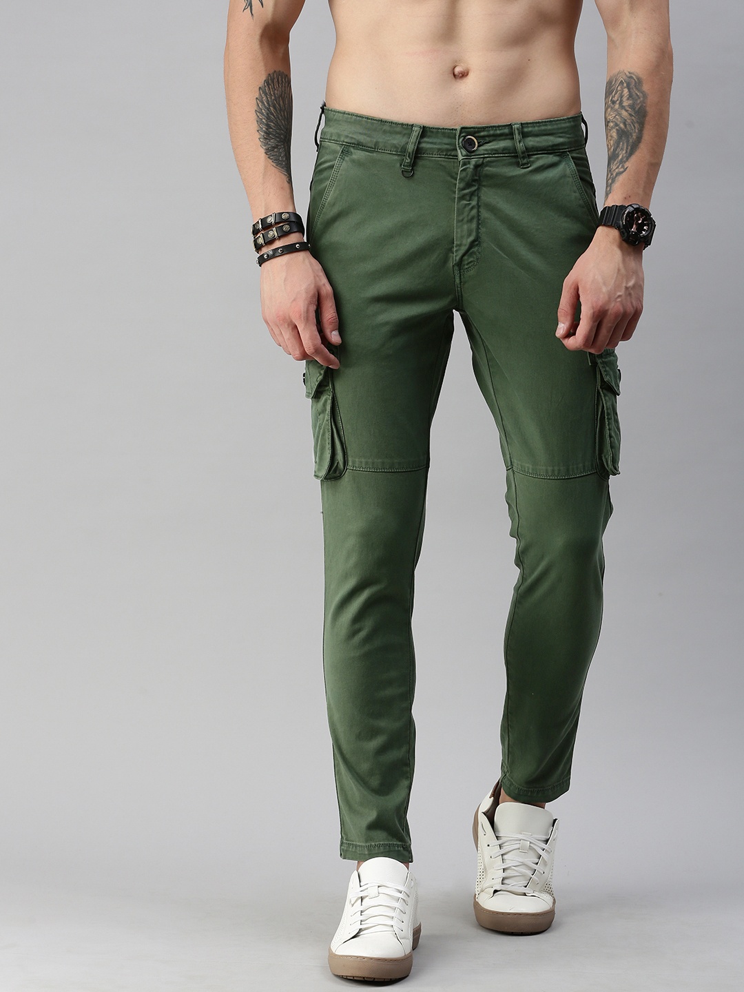 Roadster Men Olive Green Cargos