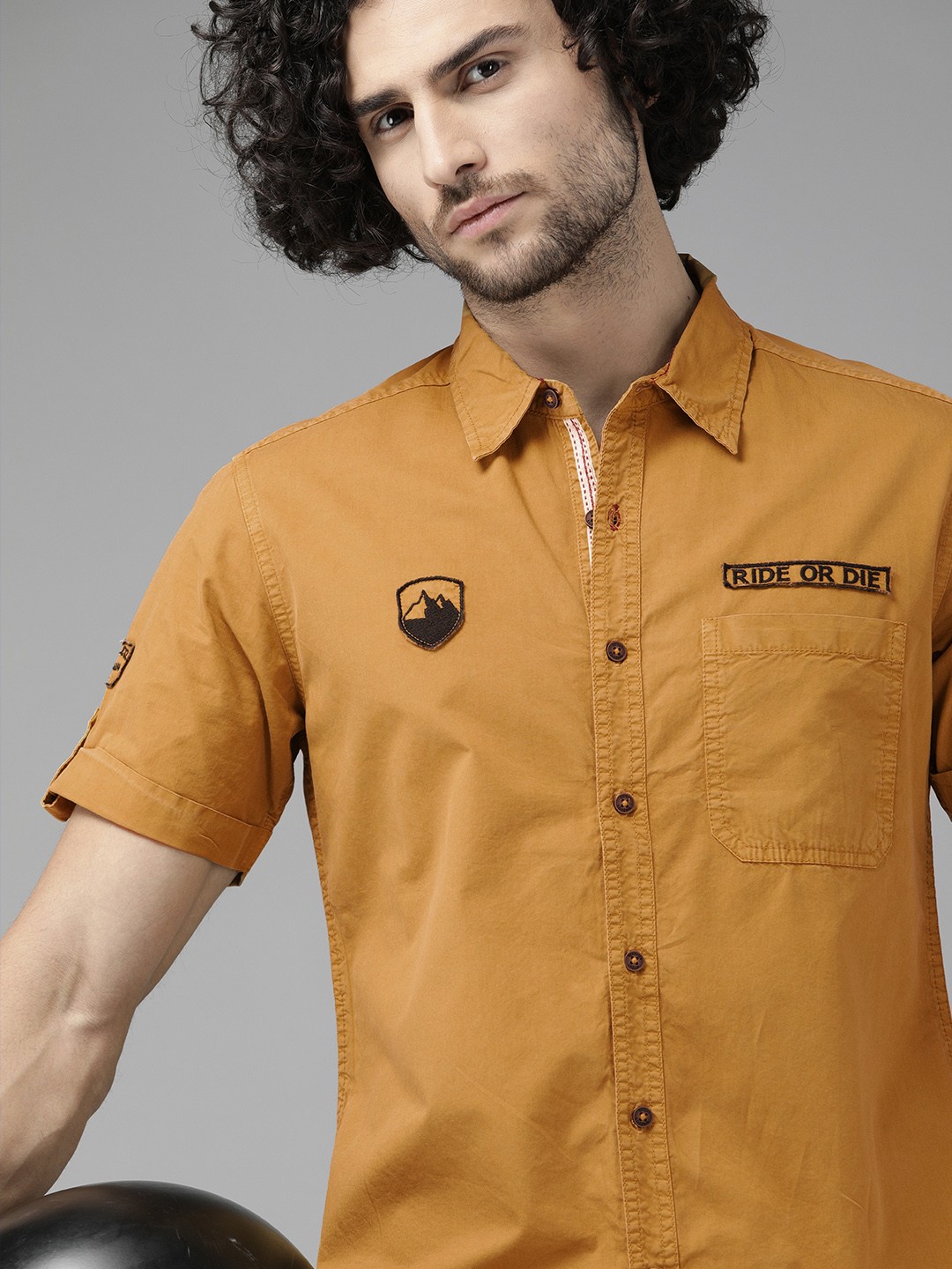 

Roadster Men Fast & Furious Mustard Badge Shirt