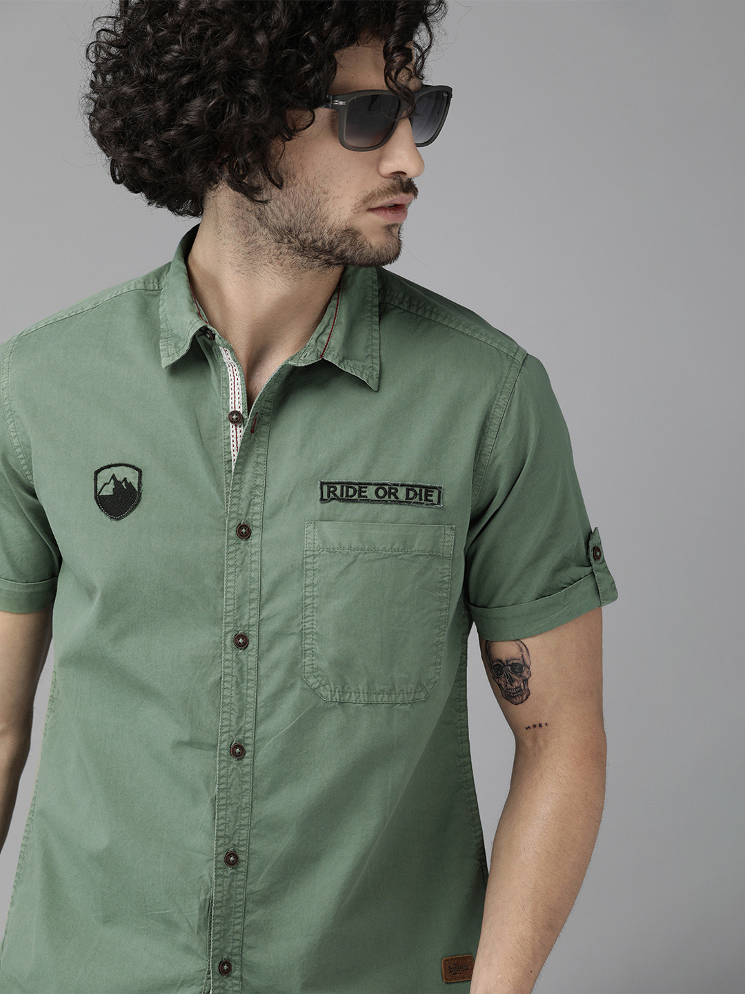 

Roadster Men Fast & Furious Olive Badge Shirt
