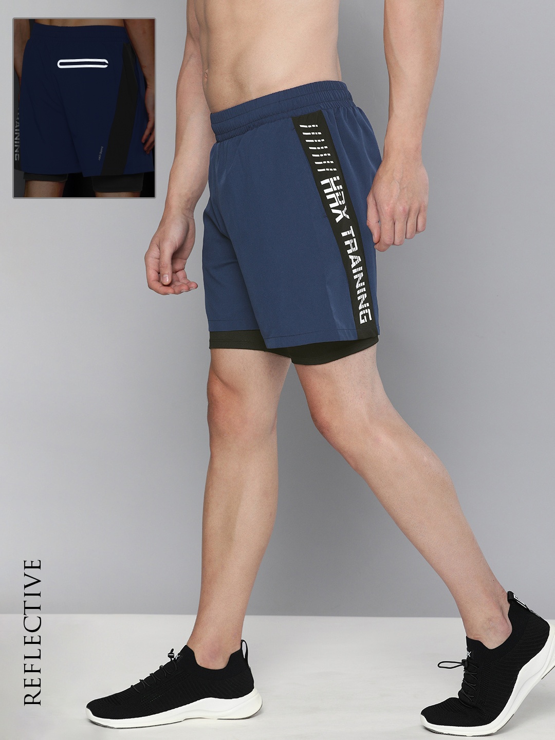 

HRX By Hrithik Roshan Men Estate Blue Colourblock Regular Fit Rapid-Dry Antimicrobial Training Shorts, Teal