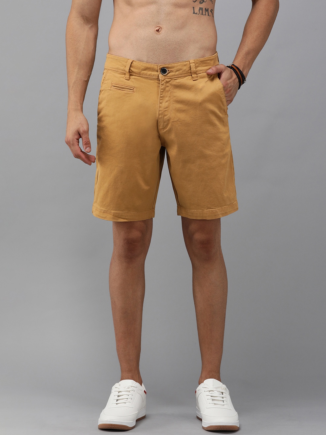 

Roadster Men Brown Solid Regular Fit Regular Shorts