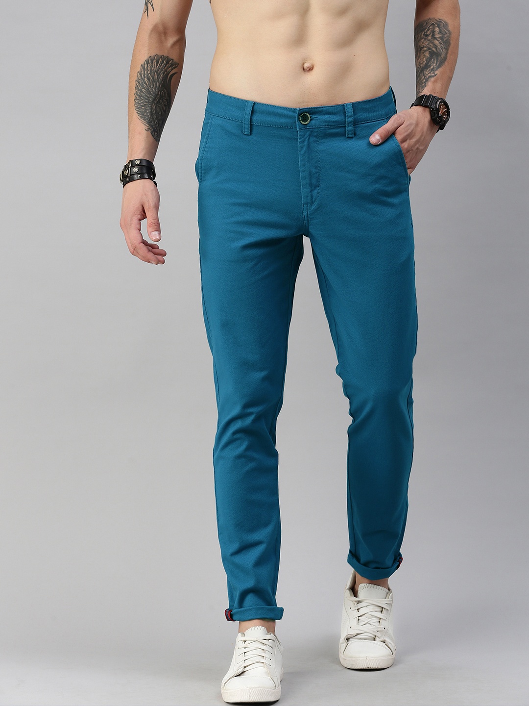 

Roadster Men Blue Regular Fit Solid Regular Trousers