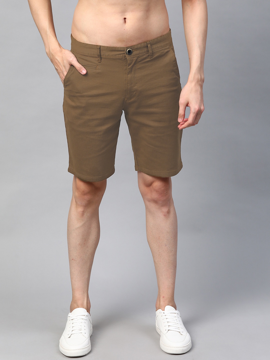 

Roadster Men Olive Brown Mid-Rise Regular Shorts