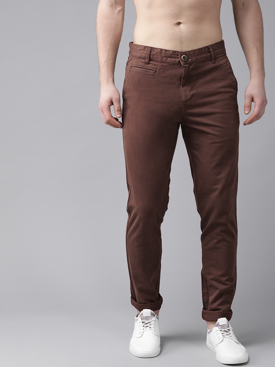 

Roadster Men Coffee Brown Budford Slim Fit Solid Chinos