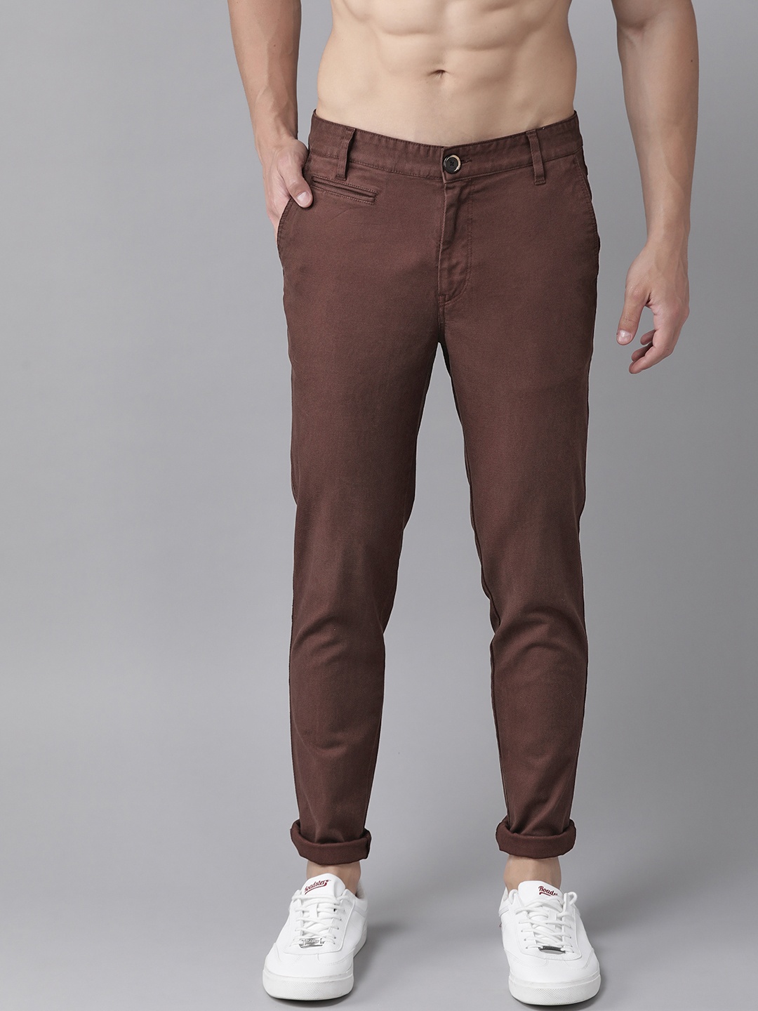 

Roadster Men Brown Regular Fit Solid Trousers