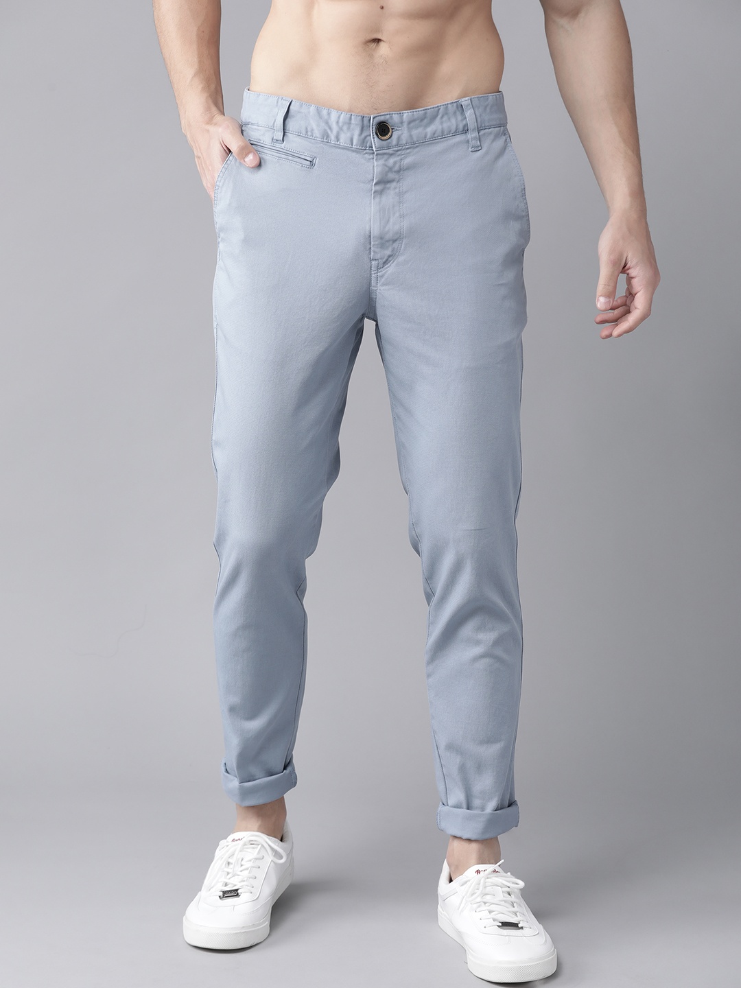 

Roadster Men Blue Regular Fit Solid Trousers