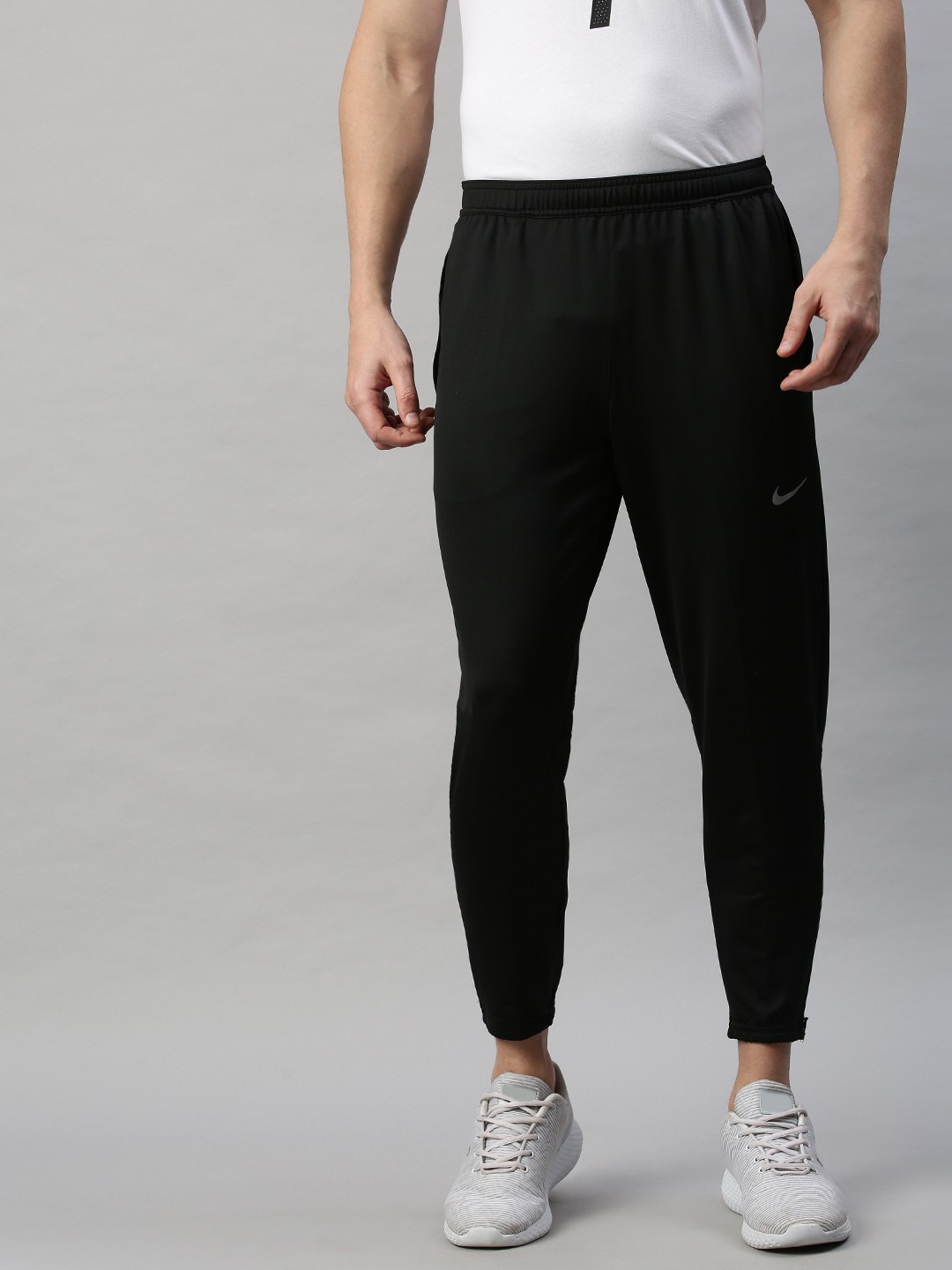 

Nike Men Black Solid AS M NK Essential Knitted Running Cropped Track Pants
