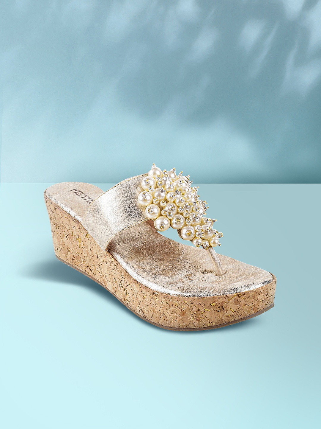 

Metro Women Gold-Toned Embellished Wedges