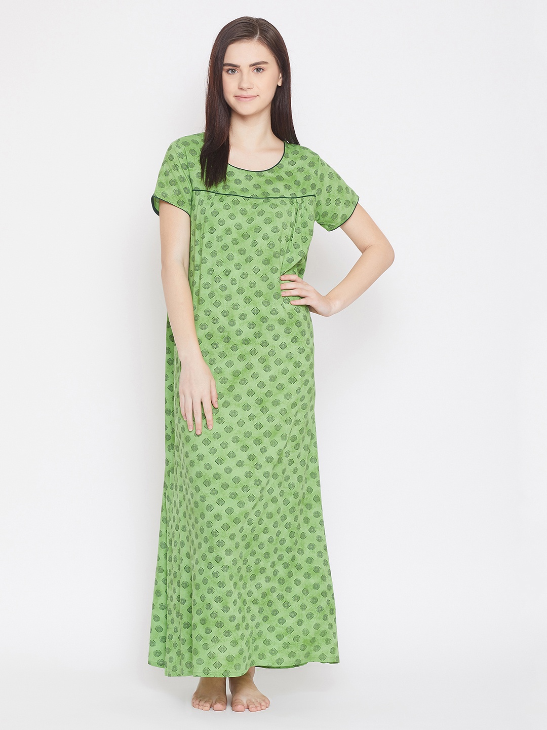 

Clovia Green Printed Nightdress