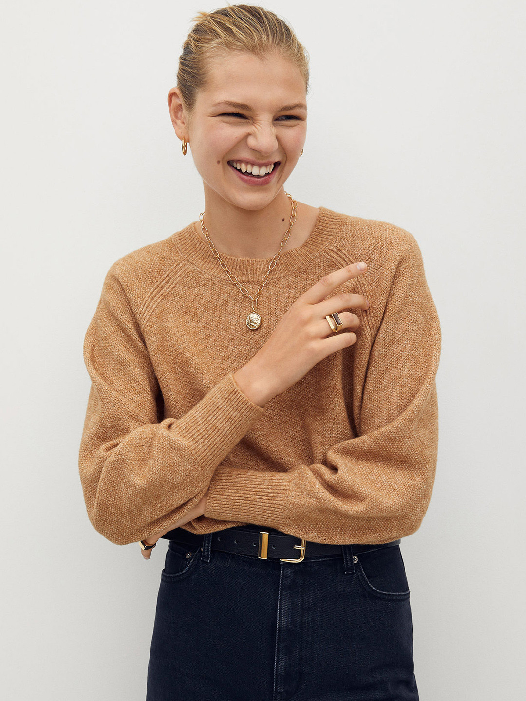 

MANGO Women Brown Solid Sustainable Pullover