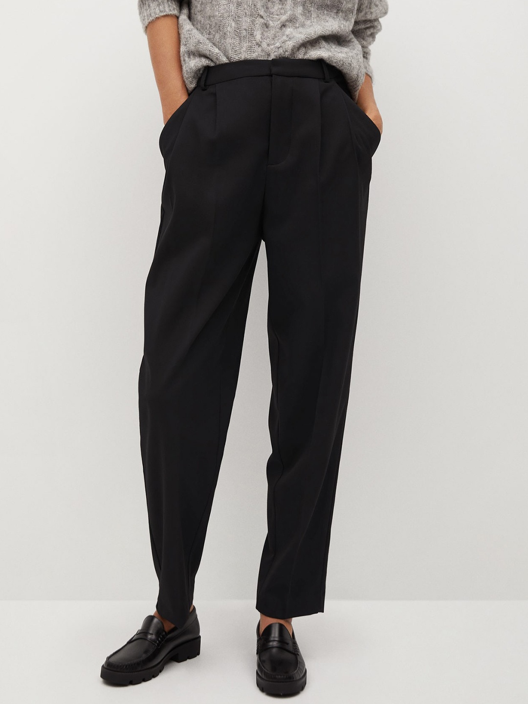 

MANGO Women Black Trousers