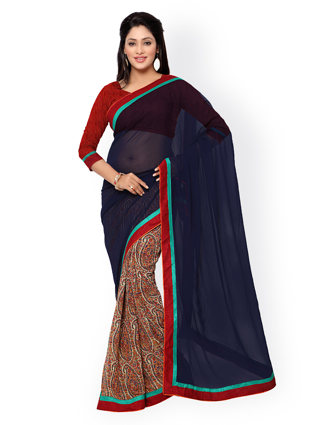

Kalista Multicoloured Georgette Paisley Print Saree, Multi