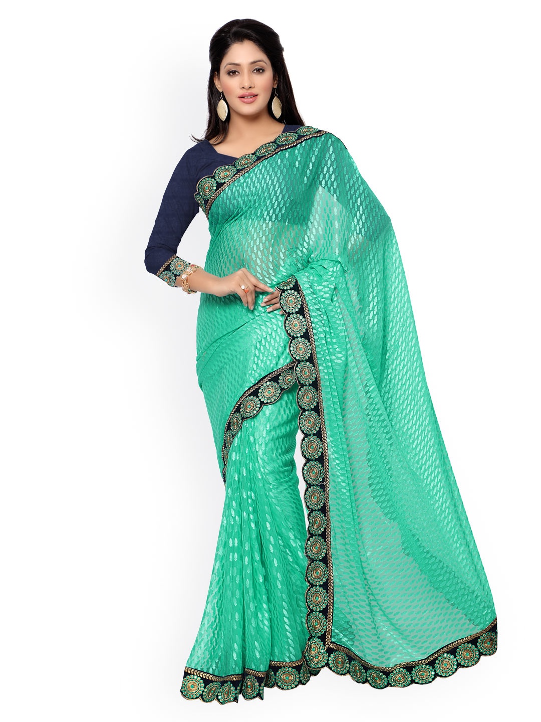 

Kalista Turquoise Blue Brasso Embellished Saree
