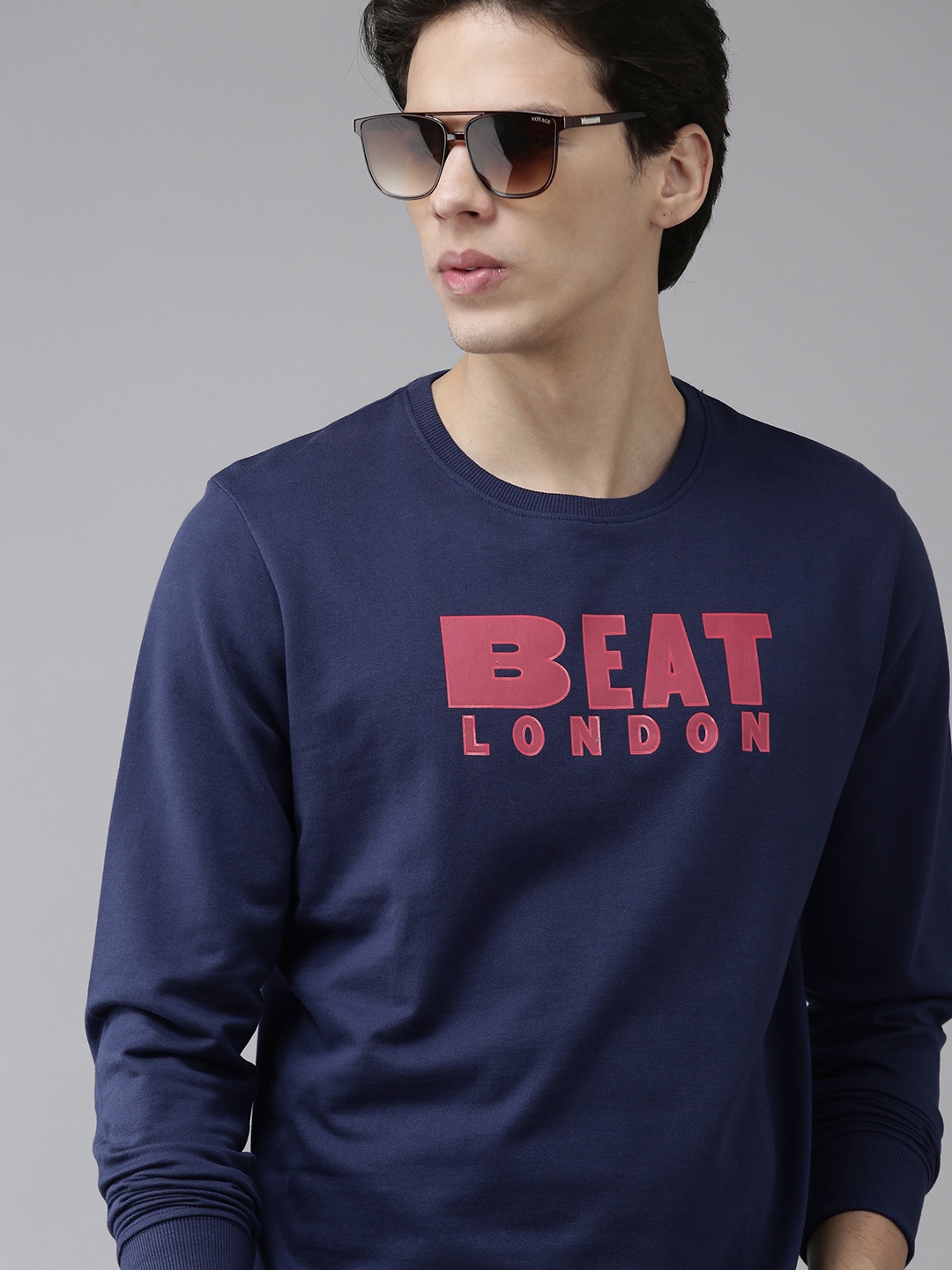 

BEAT LONDON by PEPE JEANS Men Navy Blue Printed Sweatshirt