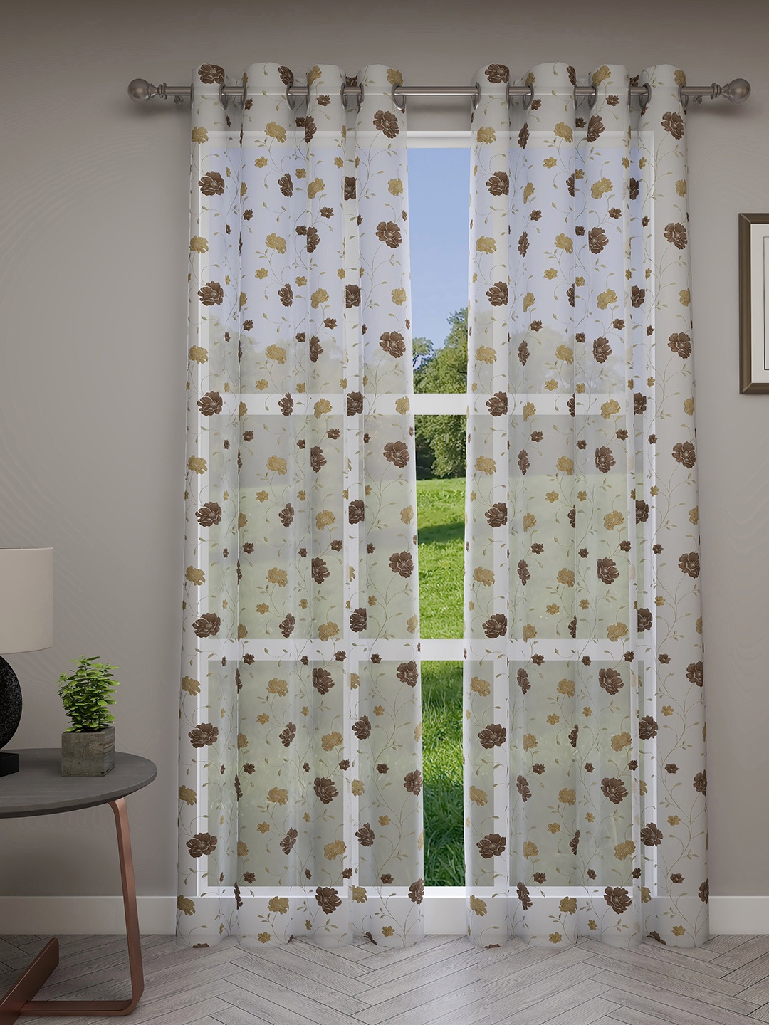 

GM White Set of 2 Sheer Door Curtains