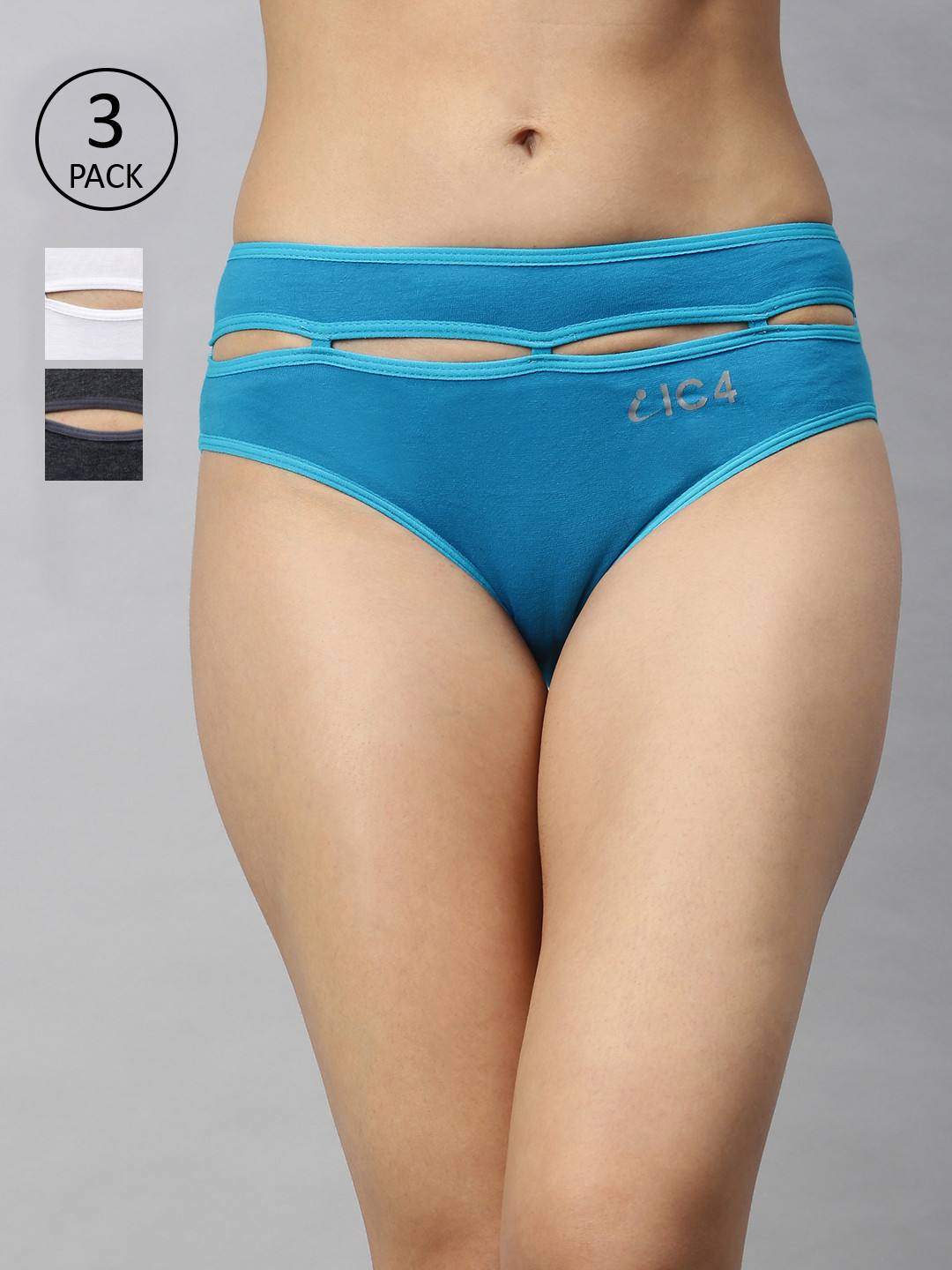 

IC4 Women Pack of 3 Designer Bikini Briefs 0CWT1007P3, Charcoal