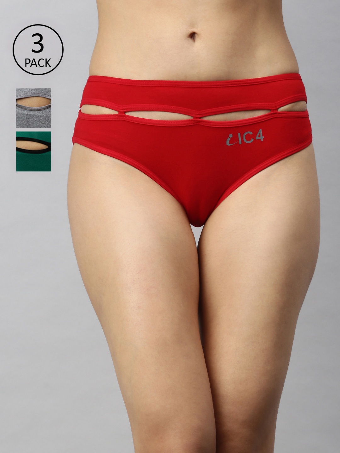 

IC4 Women Pack of 3 Designer Bikini Briefs 0MRG1007P3, Green