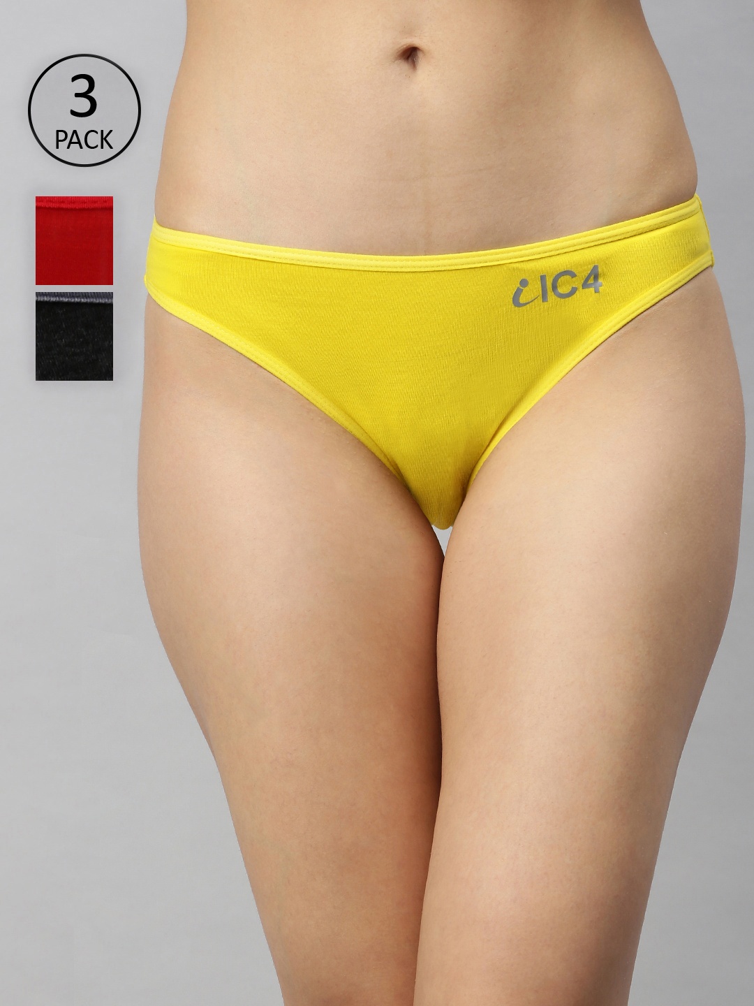 

IC4 Women Pack of 3 Bikini Briefs 0CYR1001P3, Charcoal