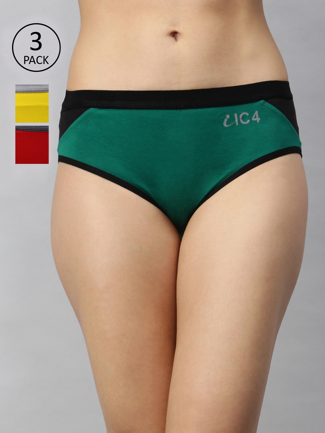 

IC4 Women Pack of 3 Designer Hipster Briefs 0MYR1006P3, Green