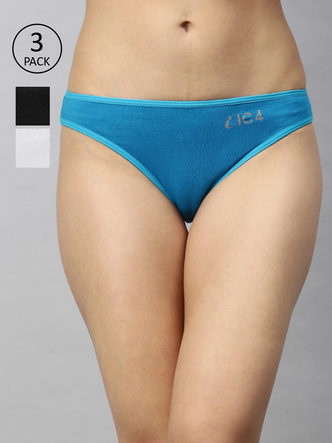 

IC4 Women Pack of 3 Solid Bikini Briefs 0CWT1001P3, Charcoal