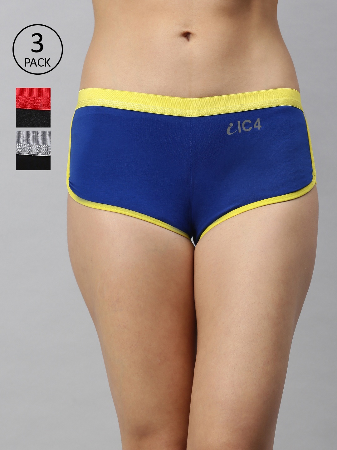 

IC4 Women Pack of 3 Solid Boy Shorts 0BCRB1002P3, Black