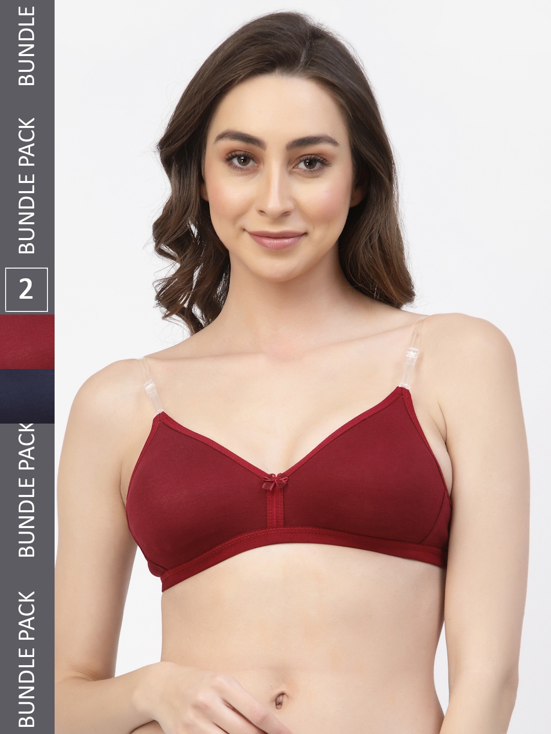 

Floret Maroon & Navy Blue Solid Non-Wired Non Padded T-shirt Bra