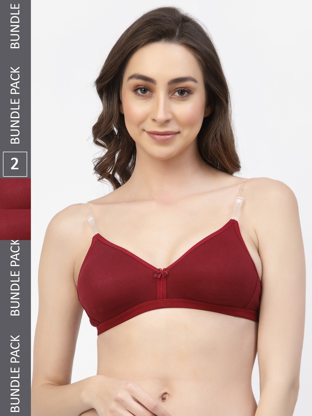 

Floret Pack Of 2 Maroon Solid Non-Wired Non Padded T-shirt Bras T3005_Merlot-Merlot_30B
