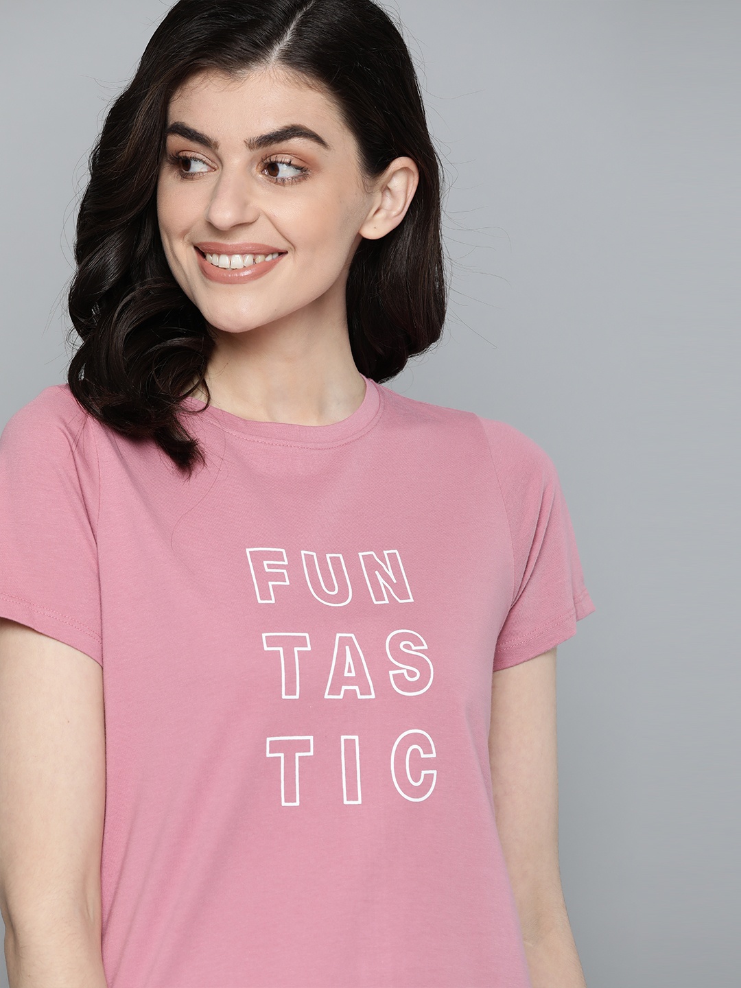 

Mast & Harbour Women Pink Printed Pure Cotton Round Neck T-shirt
