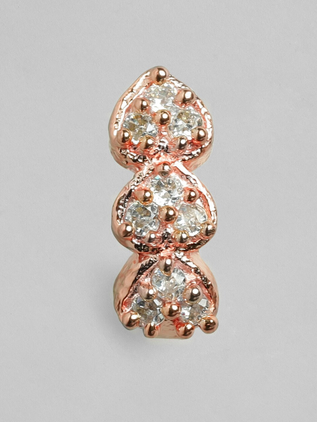 

Rubans Rose Gold-Toned & White Handcrafted CZ Stone-Studded Clip-On Nosepin