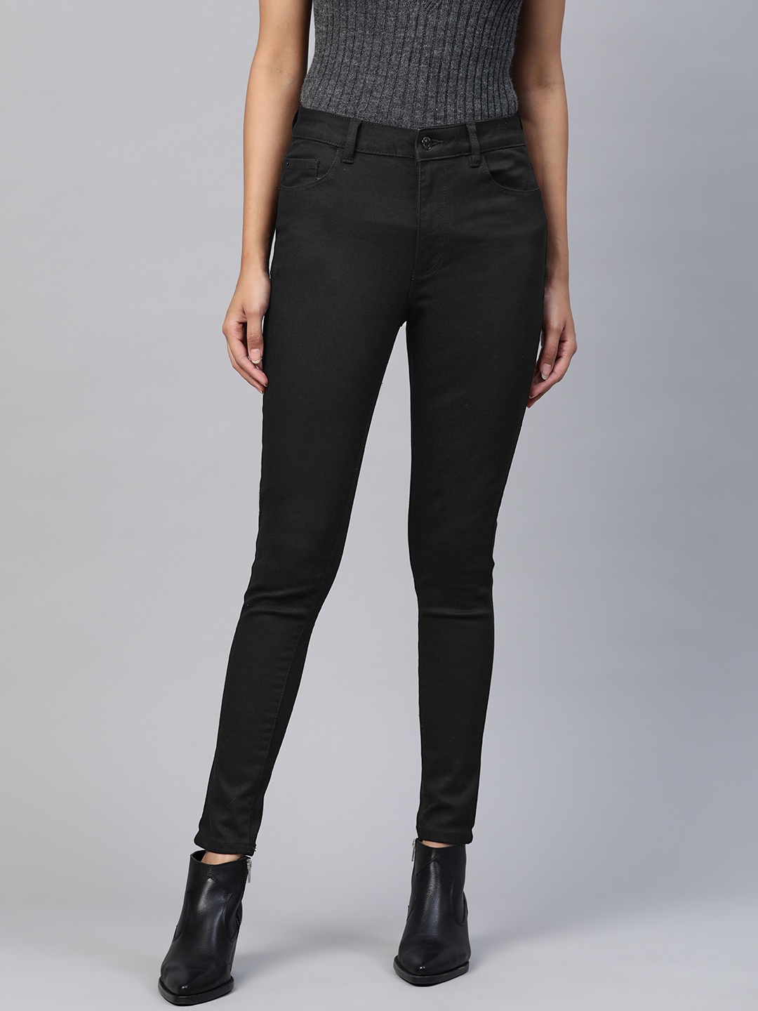 

DOROTHY PERKINS Women Black Alex Skinny Fit Mid-Rise Clean Look Stretchable Jeans