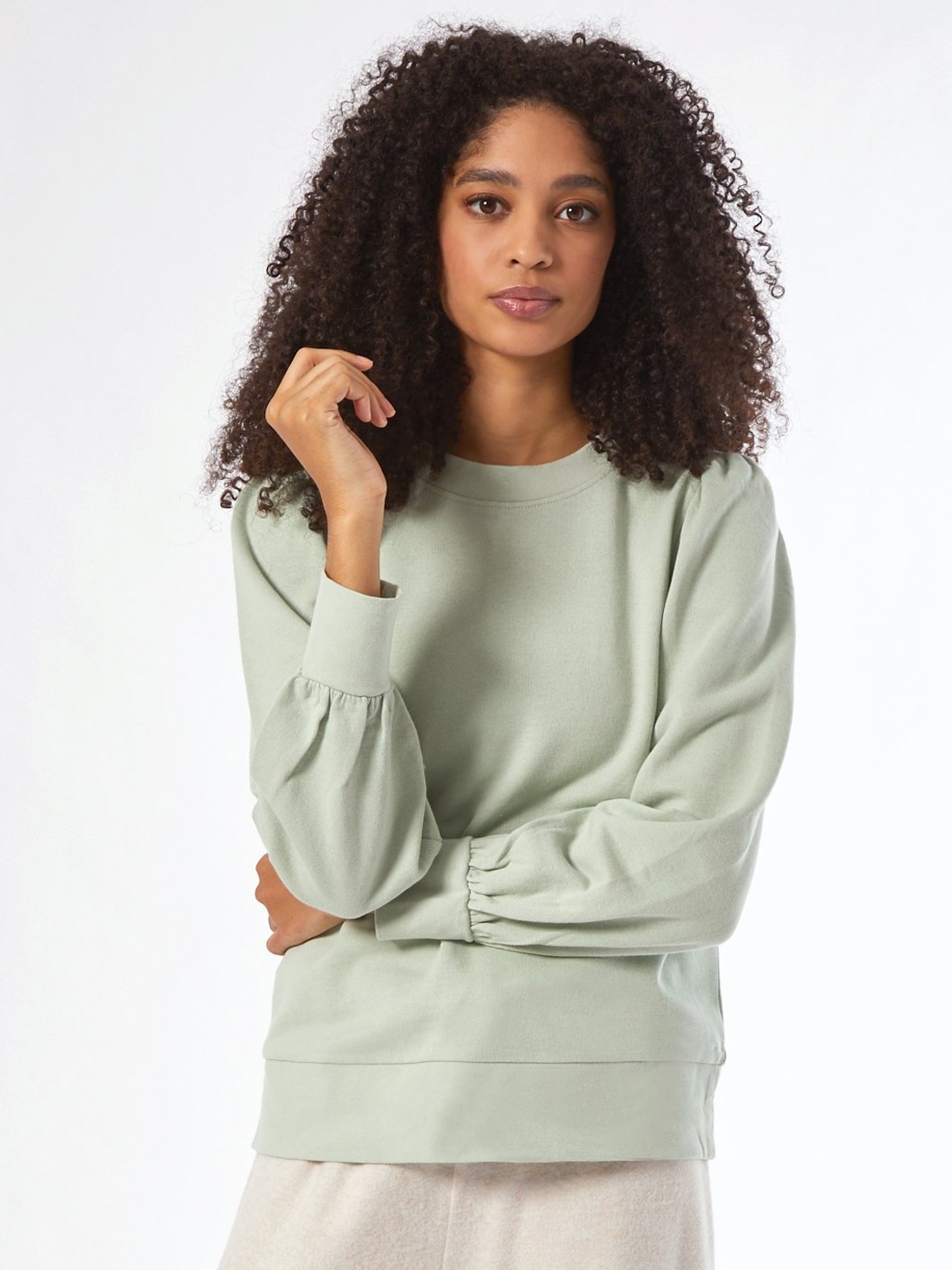 

DOROTHY PERKINS Women Sea Green Solid Sweatshirt
