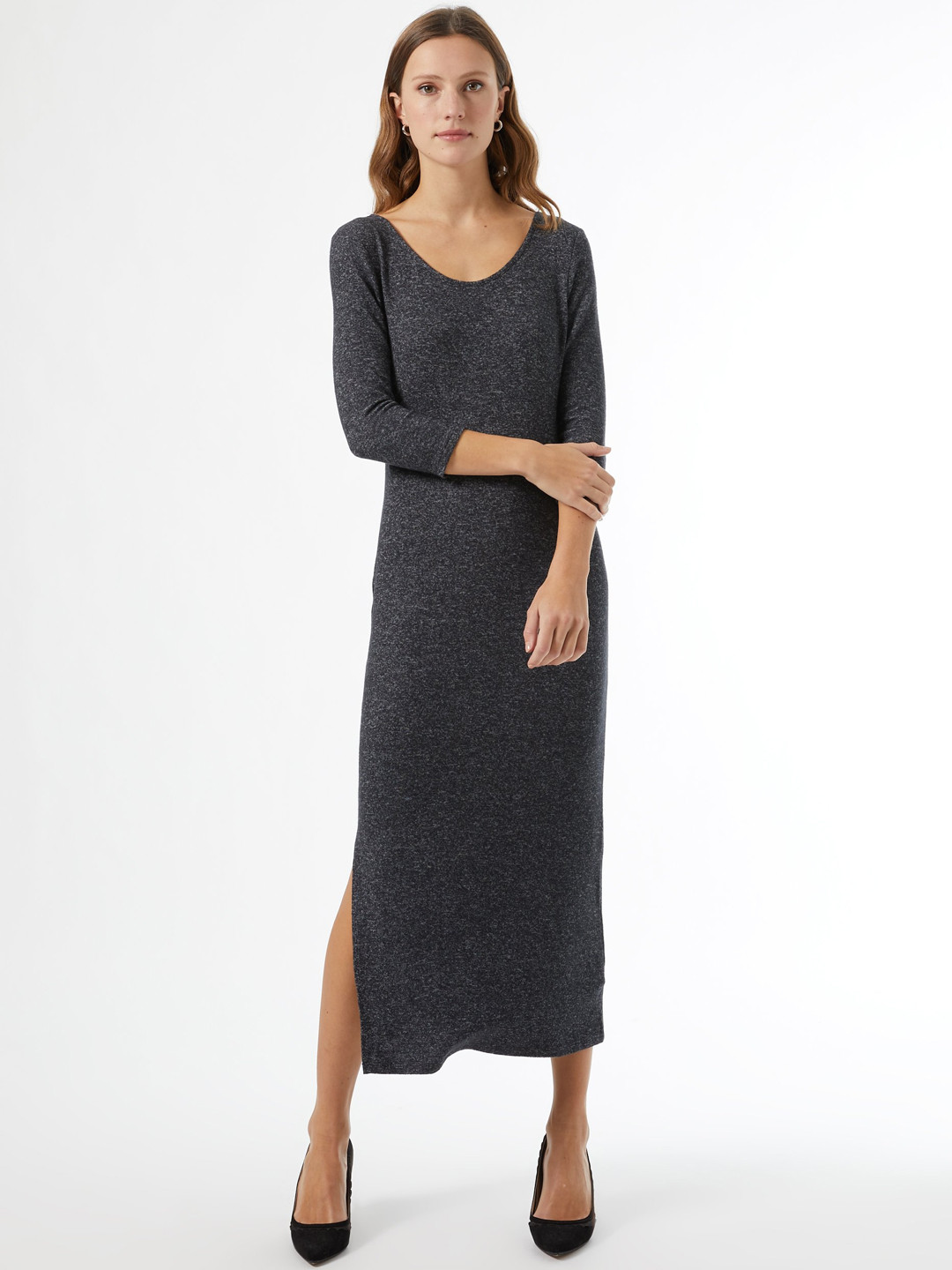 

DOROTHY PERKINS Women Charcoal Grey Solid Maxi Dress